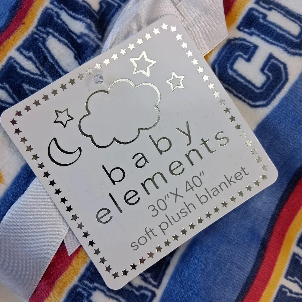 Baby Elements‎ Wild Cute Blanket Tiger Lion Stripe Blue Red Gold Soft Fleece NWT
